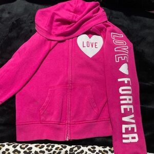 Kids Pink Hoodie with Love Print